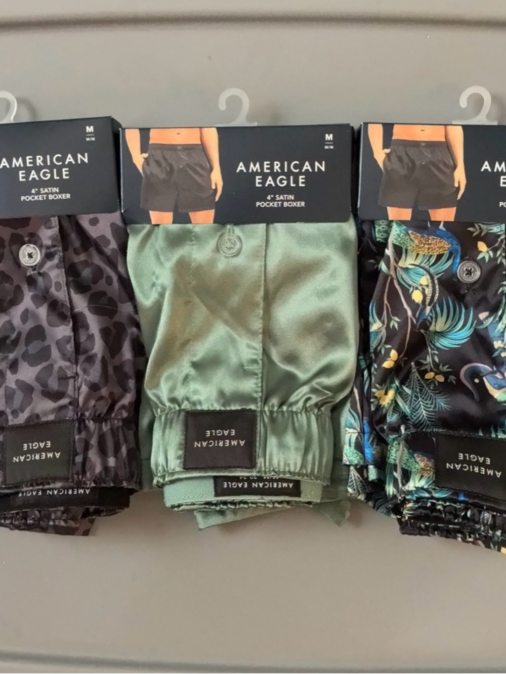 3 American Eagle  Medium-Men Satin Pocket Boxers